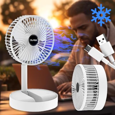 Klappbarer USB-Schreibtischventilator - 3 Geschwindigkeiten, wiederaufladbarer Akku | FOLDICOOL