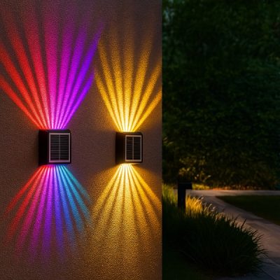 Solar-Wandleuchte - 10-12h Laufzeit, Doppelstrahl, IP65, RGB | ORALUMI